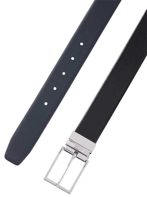 Cintura reversibile in pelle nera/blu Hugo Boss | 50537112004